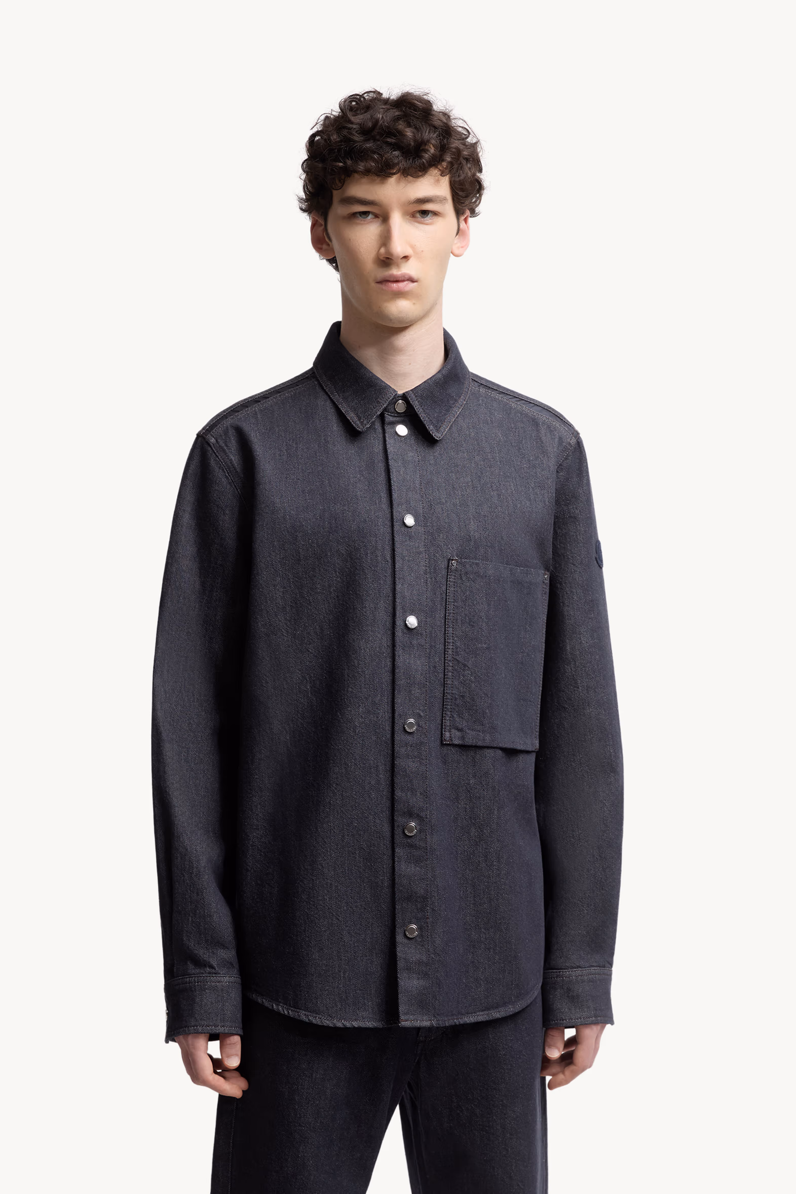 Camisa de manga larga de tejido vaquero Hombre Azul Denim Moncler 3